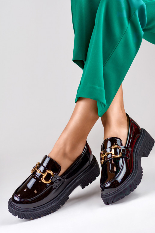 Lakuoti juodi moteriški mokasinai su...