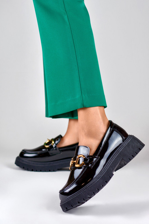 Lakuoti juodi moteriški mokasinai su...