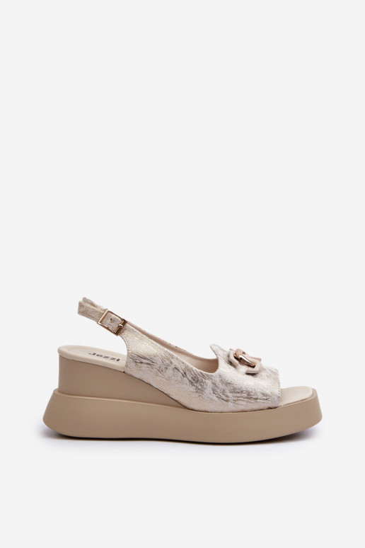 Moteriškos basutės su platforma I Koturnie su ornamentais aukso spalvos Janesca