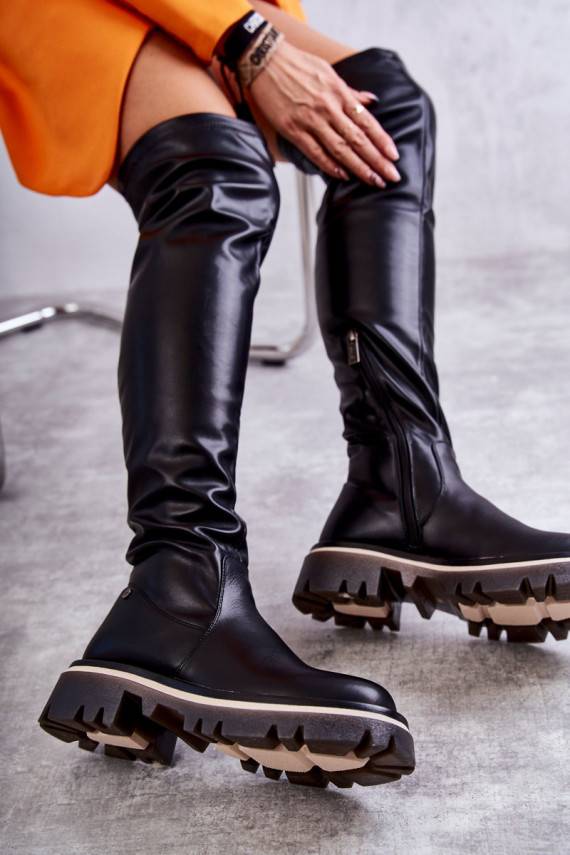   ilgaauliai batai virš kelių GOE KK2N4024 juodos spalvos