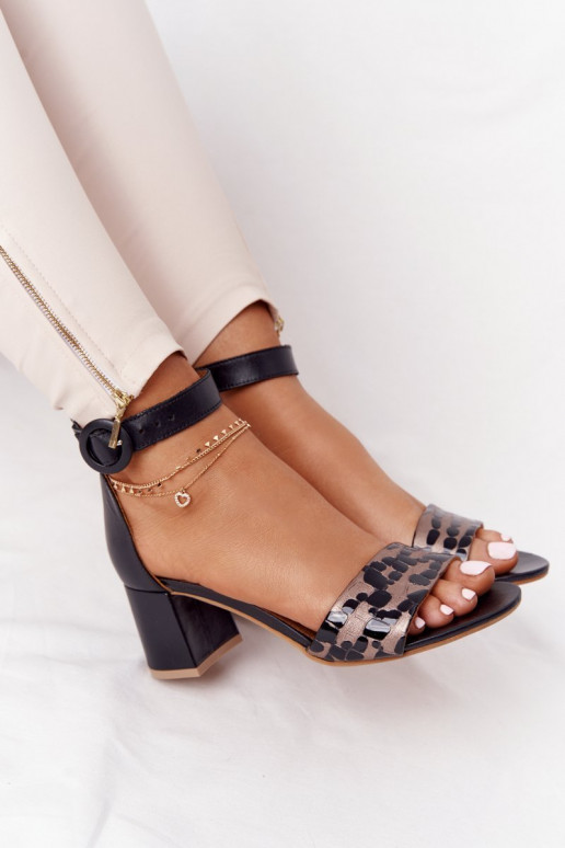 Moteriškos basutės  su kulniukais  04141-46 Juodos ir-aukso spalvos