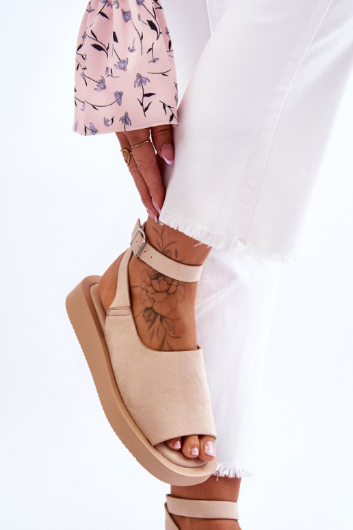 Patogios moteriškos basutės su platforma smėlio spalvos Rubie