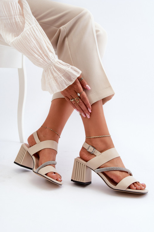   Elegantiško stiliaus basutės su kulniukais smėlio spalvos D&A MR38-549