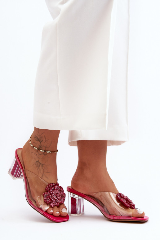 Perregimos šlepetės su kulniukais su ornamentais rožinės spalvos S.Barski MR1037-20