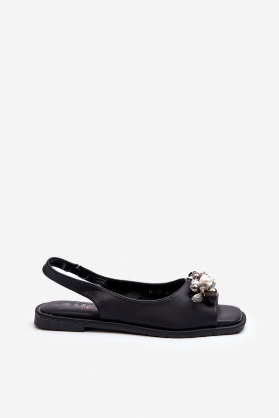 Moteriškos basutės su gražiomis detalėmis S.Barski KV27-004 juodos spalvos