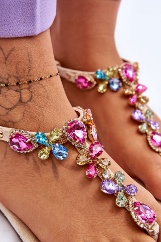 Zomšinės basutės  su akmenukų dekoracija smėlio spalvos Frency