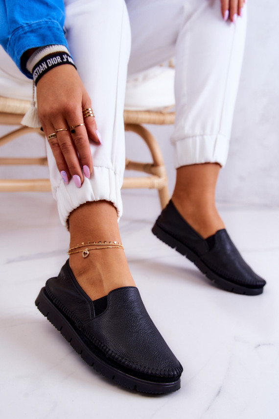 Įspiriamo modelio pusbačiai  03512-01 juodos spalvos