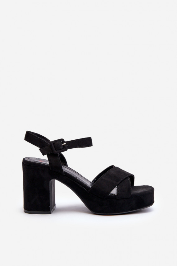 Moteriškos basutės Z iš eko zomšosu su kulniukais ir platforma juodos spalvos Sakane