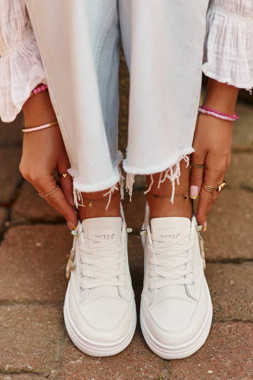 laisvalaikio batai sportiniai bateliai   su platforma su ornamentais baltos spalvos Vinceza 13613