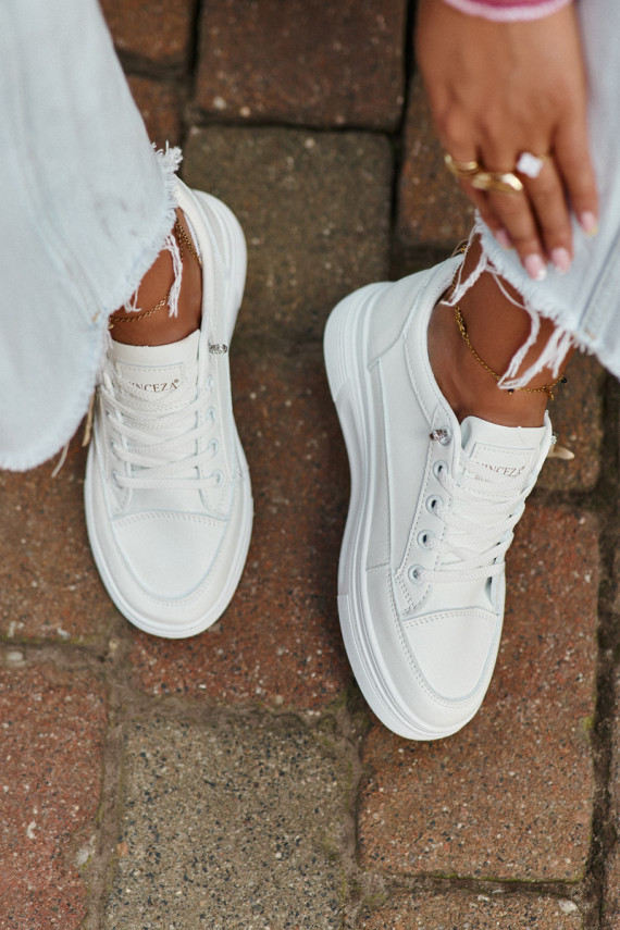 laisvalaikio batai sportiniai bateliai   su platforma su ornamentais baltos spalvos Vinceza 13613