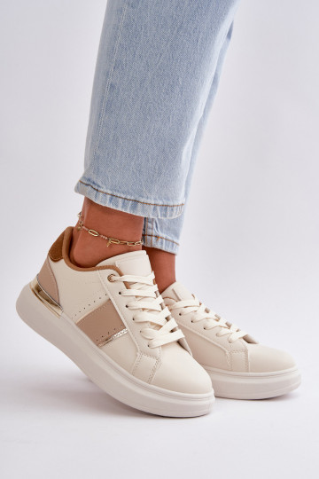 Madingi Sneakers modelio batai Moteriškos su platforma iš eko odos rudos spalvos Nevisase 2