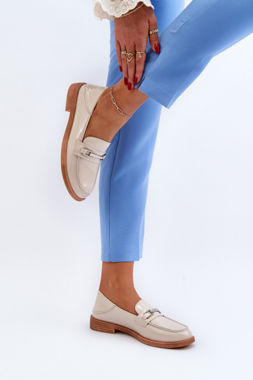 moteriški mokasinai su lako efektu smėlio spalvos Nurea