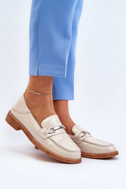 moteriški mokasinai su lako efektu smėlio spalvos Nurea