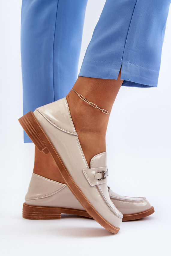 moteriški mokasinai su lako efektu smėlio spalvos Nurea