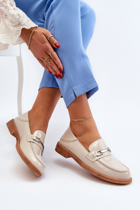 moteriški mokasinai su lako efektu smėlio spalvos Nurea