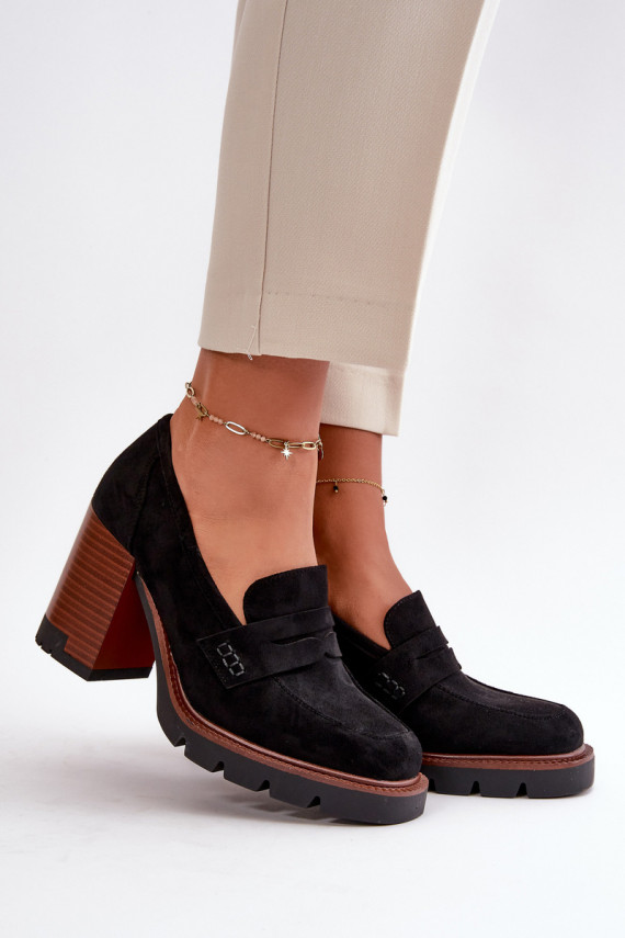 Moteriški aukštakulniai batai, pagaminti iš Eco odos Suede Black Vinceza