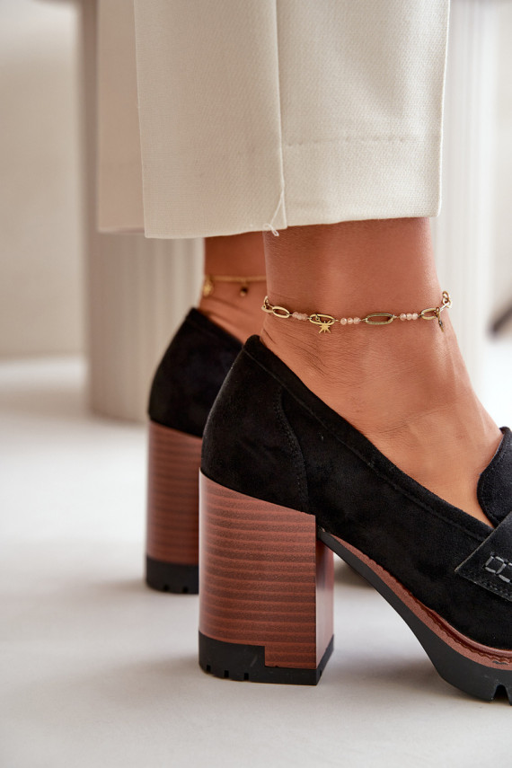 Moteriški aukštakulniai batai, pagaminti iš Eco Suede Black Vinceza 58105