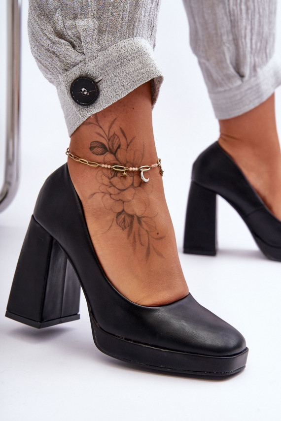   Bateliai su plačiu kulnu juodos spalvos Rosalia