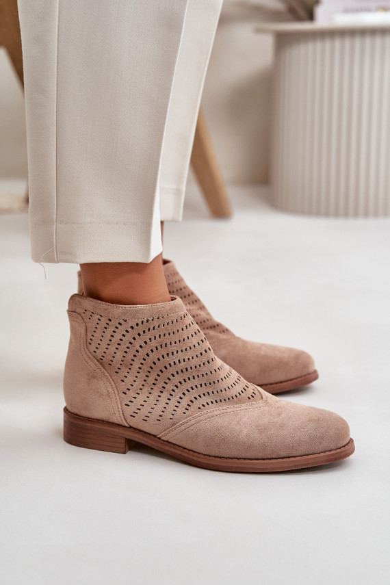 Moteriški aulinukai su plačiais kulniukais su aužūro elementais smėlio spalvos S.Barski HY42-076