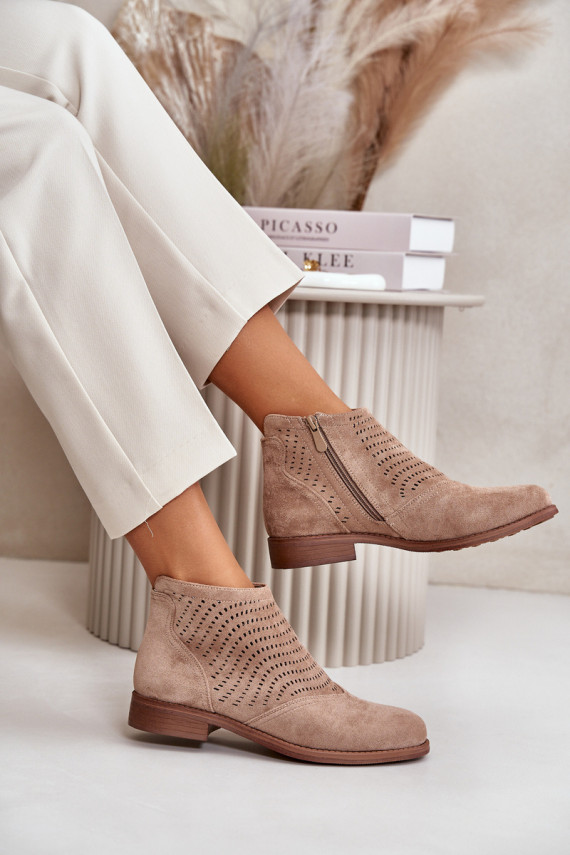 Moteriški aulinukai su plačiais kulniukais su aužūro elementais smėlio spalvos S.Barski HY42-076