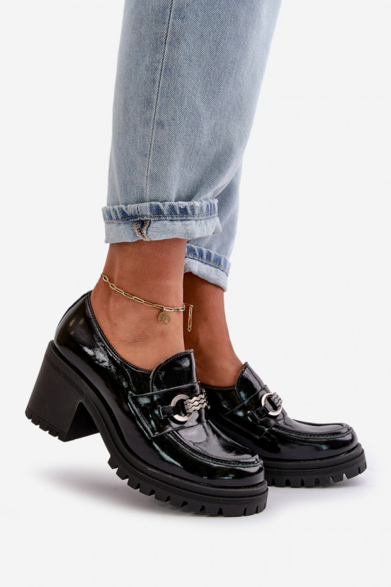 Zazoo 20175 su lako efektu batai Moteriškos su kulniukais natūralios odos juodos spalvos