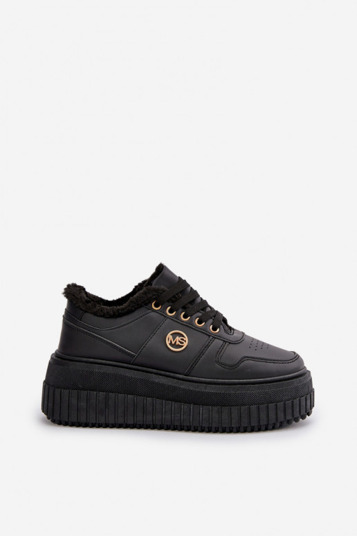 Sneakers modelio batai sportiniai bateliai Moteriškos pašiltinti su madingais masyviais padais juodos spalvos Verissha