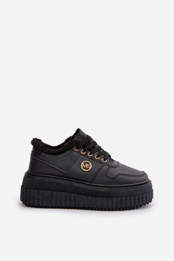 Sneakers modelio batai sportiniai bateliai Moteriškos pašiltinti su madingais masyviais padais juodos spalvos Verissha