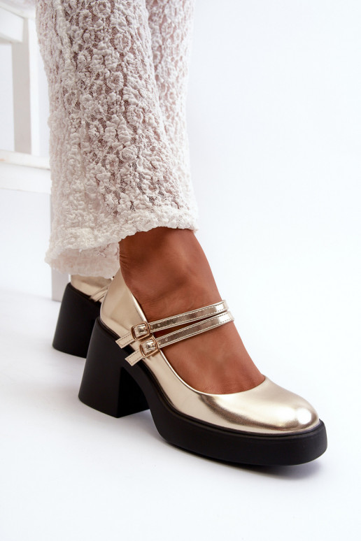 Eko Oda Bateliai plačiu kulnu aukso spalvos Halmina Eko Oda Bateliai plačiu kulnu aukso spalvos Halmina