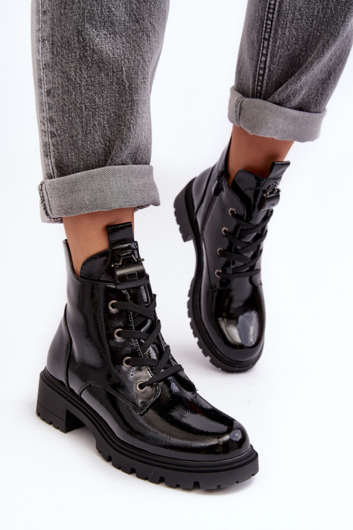 su lako efektu Moteriški aulinukai su užtrauktukais S.Barski HY93-91 juodos spalvos