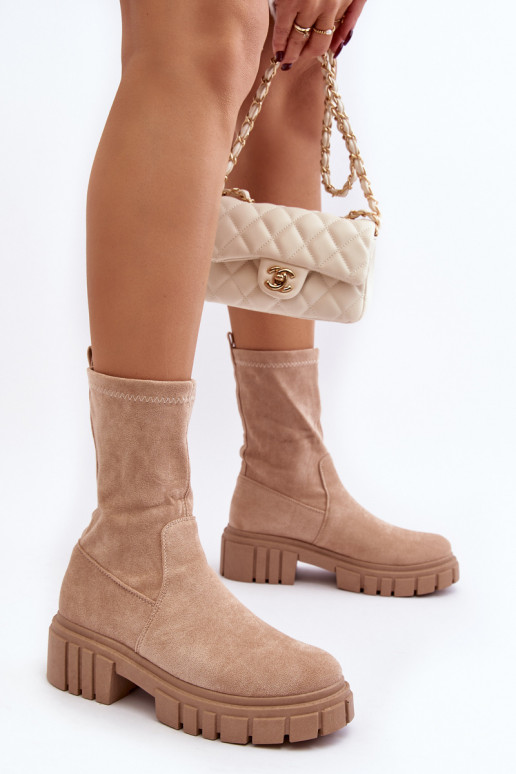 Įsispiriamo modelio aulinukai su plačiais kulniukais smėlio spalvos Divella