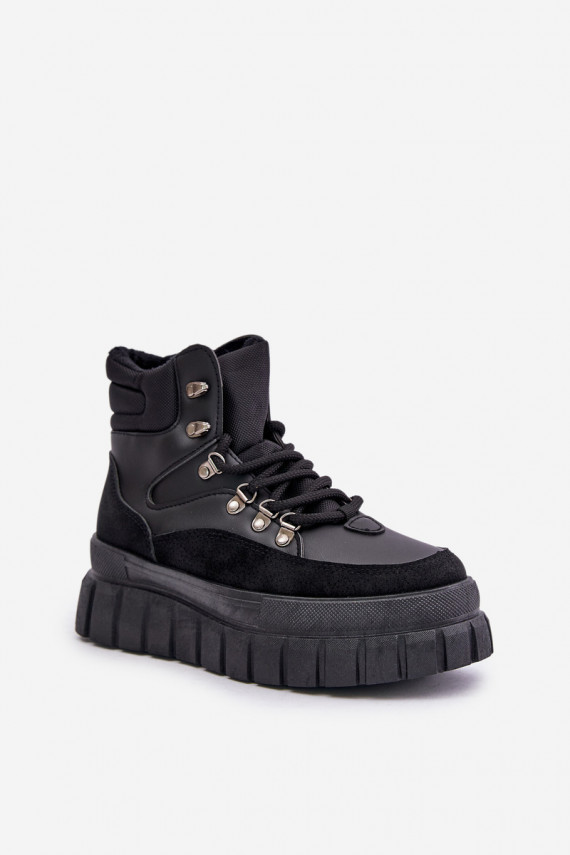 Moteriškos pašiltinti Aulinukai batai su platforma juodos spalvos Jelenia