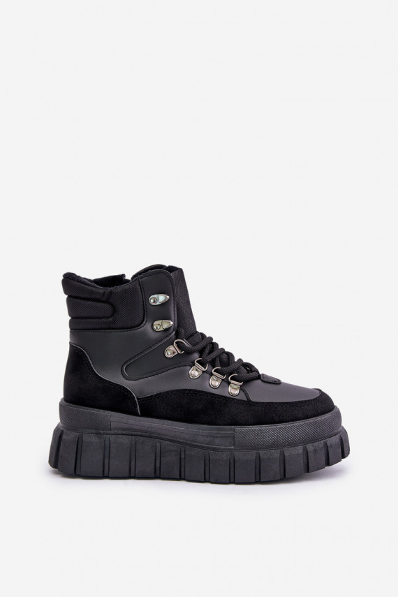 Moteriškos pašiltinti Aulinukai batai su platforma juodos spalvos Jelenia