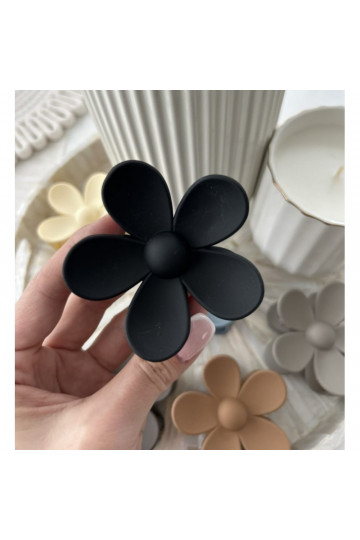 Juodas laukų segtukas Barrette Flower 2