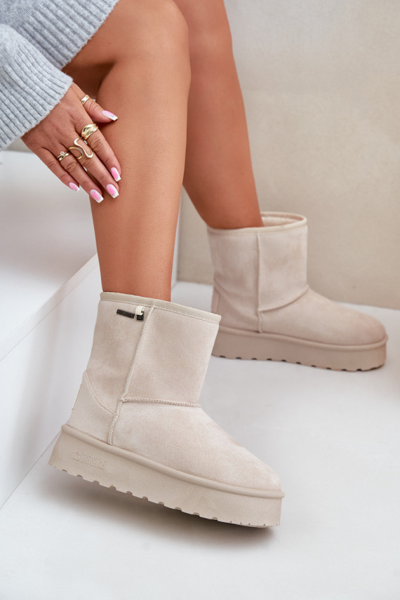 Aukštas sniego batai Moteriškos su platforma Big Star OO274897 dramblio kaulo spalvos