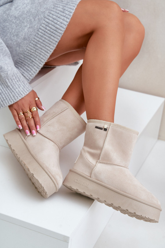 Aukštas sniego batai Moteriškos su platforma Big Star OO274897 dramblio kaulo spalvos