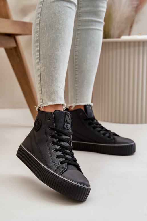 Moteriškos pašiltinti laisvalaikio batai iš eko odos Big Star OO274790 juodos spalvos