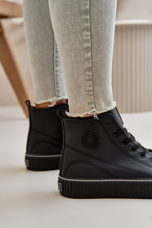 Moteriškos pašiltinti laisvalaikio batai iš eko odos Big Star OO274790 juodos spalvos