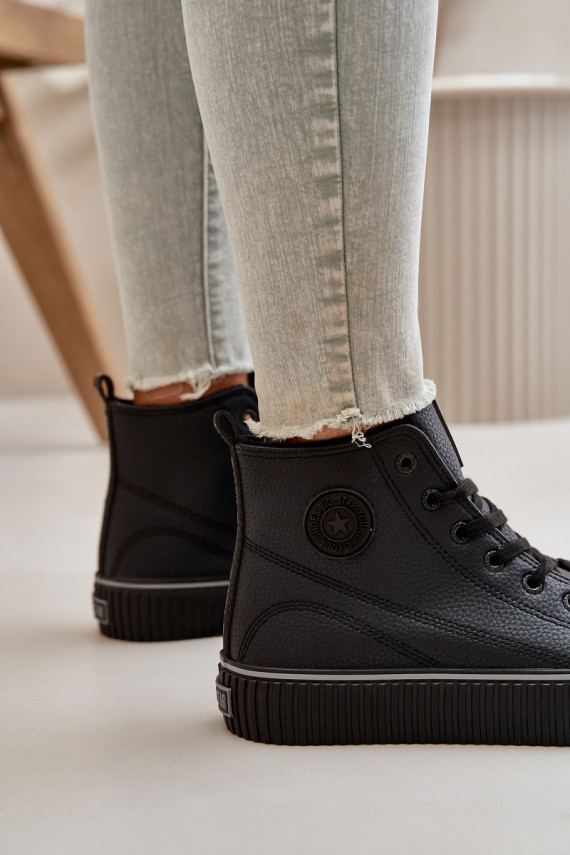 Moteriškos pašiltinti laisvalaikio batai iš eko odos Big Star OO274790 juodos spalvos