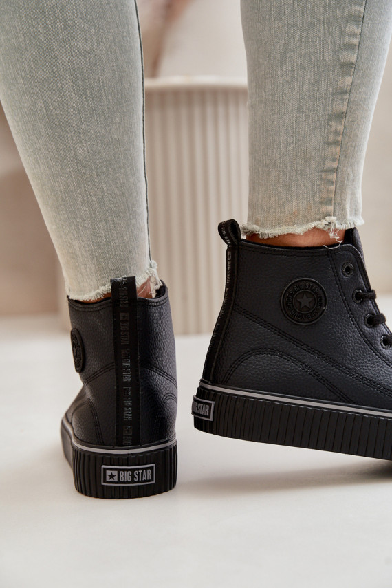 Moteriškos pašiltinti laisvalaikio batai iš eko odos Big Star OO274790 juodos spalvos