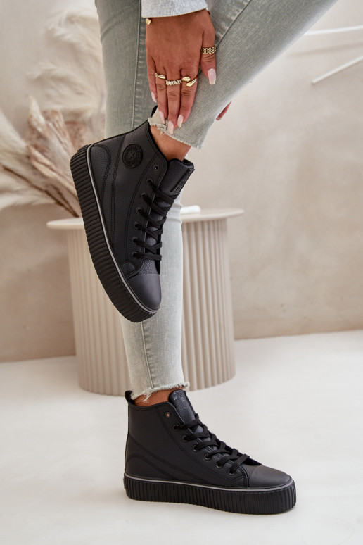 Moteriškos pašiltinti laisvalaikio batai iš eko odos Big Star OO274790 juodos spalvos