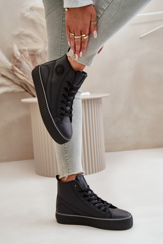 Moteriškos pašiltinti laisvalaikio batai iš eko odos Big Star OO274790 juodos spalvos