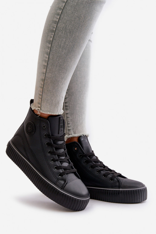 Moteriškos pašiltinti laisvalaikio batai iš eko odos Big Star OO274790 juodos spalvos