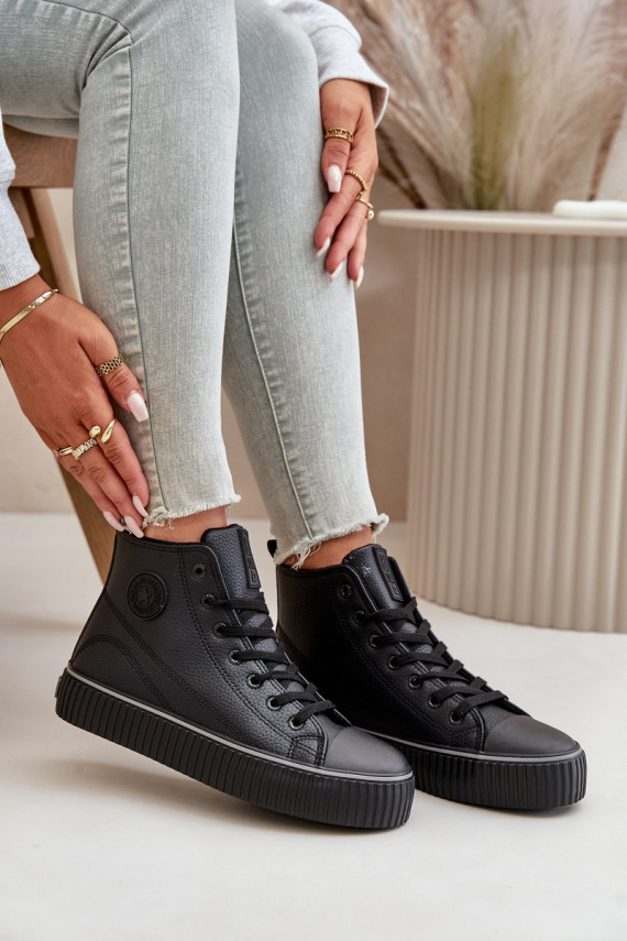 Moteriškos pašiltinti laisvalaikio batai iš eko odos Big Star OO274790 juodos spalvos