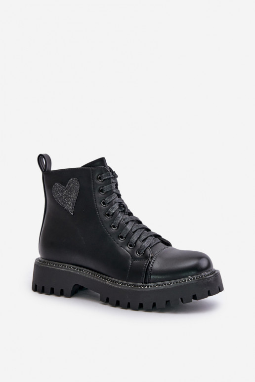 Moteriški aulinukai Į Pilį Su puošniais su širdelėmism juodos spalvos Obeena