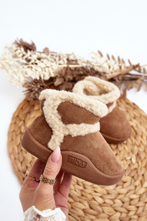 Vaikiški sniego batai su lipniais užsegimais rudos spalvos Unitia