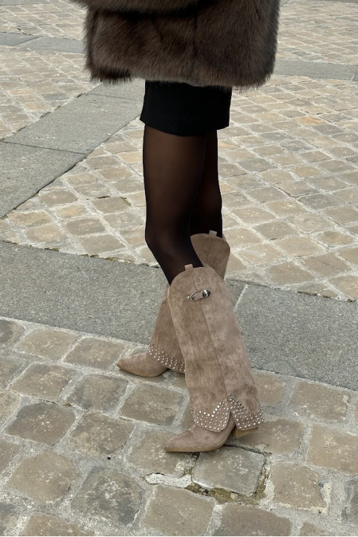 Ilgaauliai batai su kulniukais Iveliri smėlio spalvos