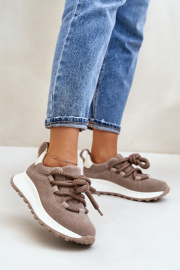 iš zomšos Sneakers modelio batai Moteriškos Z Grubym Suvarstymasm Artiker 54C1409 smėlio spalvos 2