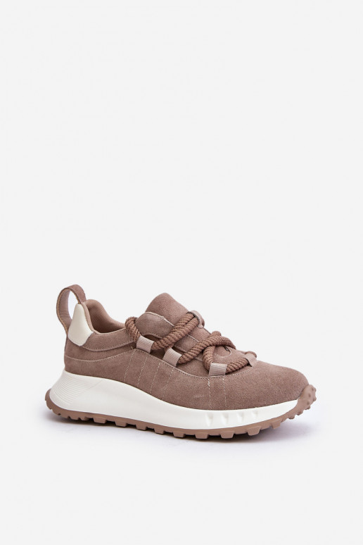 Smėlio spalvos zomšiniai sneakersai