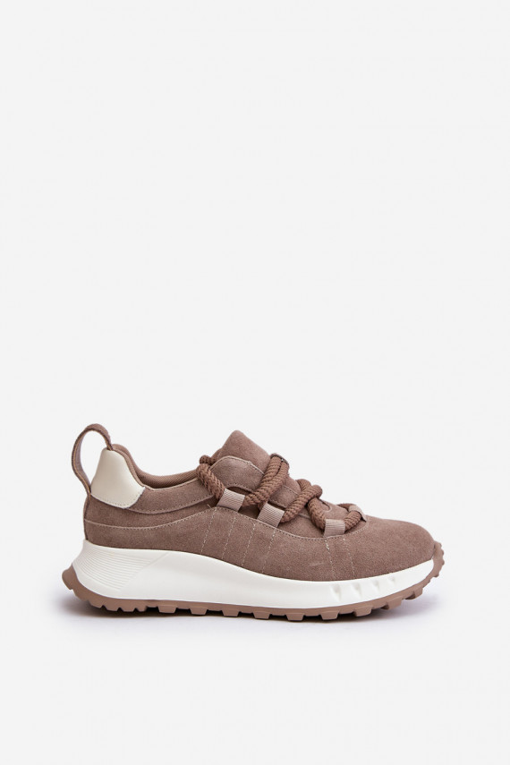 Smėlio spalvos zomšiniai sneakersai