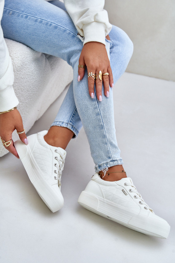 Laisvalaikio bateliai su platforma pašiltinti Big Star OO274A464 baltos spalvos